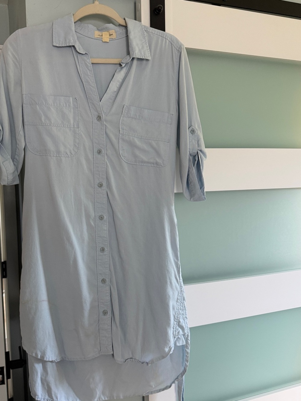 Cloth and stone Light Blue Button-Down Shirt Dress
